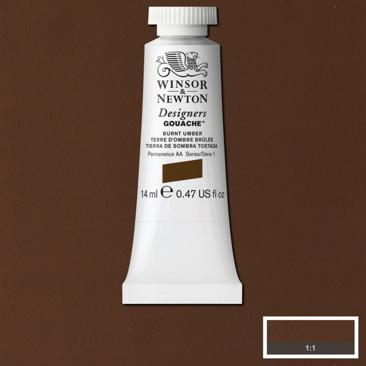 Winsor Newton Designer Gouache Burnt Umber 14 ML S1 | Reliance Fine Art |Gouache PaintsWinsor & Newton Designer Gouache