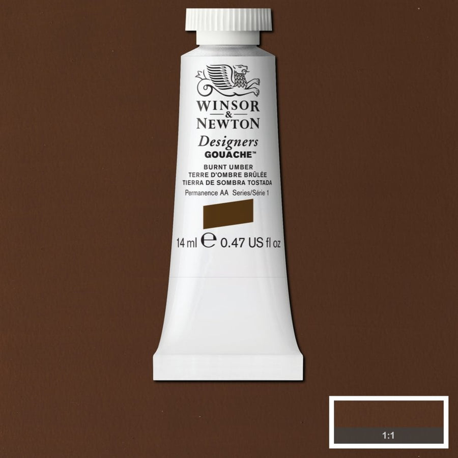 Winsor Newton Designer Gouache Burnt Umber 14 ML S1 | Reliance Fine Art |Gouache PaintsWinsor & Newton Designer Gouache