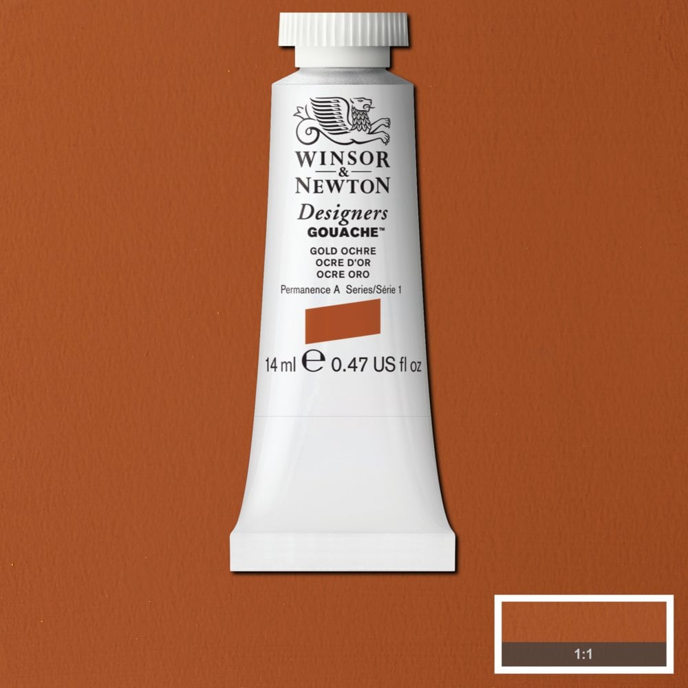 Winsor Newton Designer Gouache Gold Ochre 14 ML S1 | Reliance Fine Art |Gouache PaintsWinsor & Newton Designer Gouache