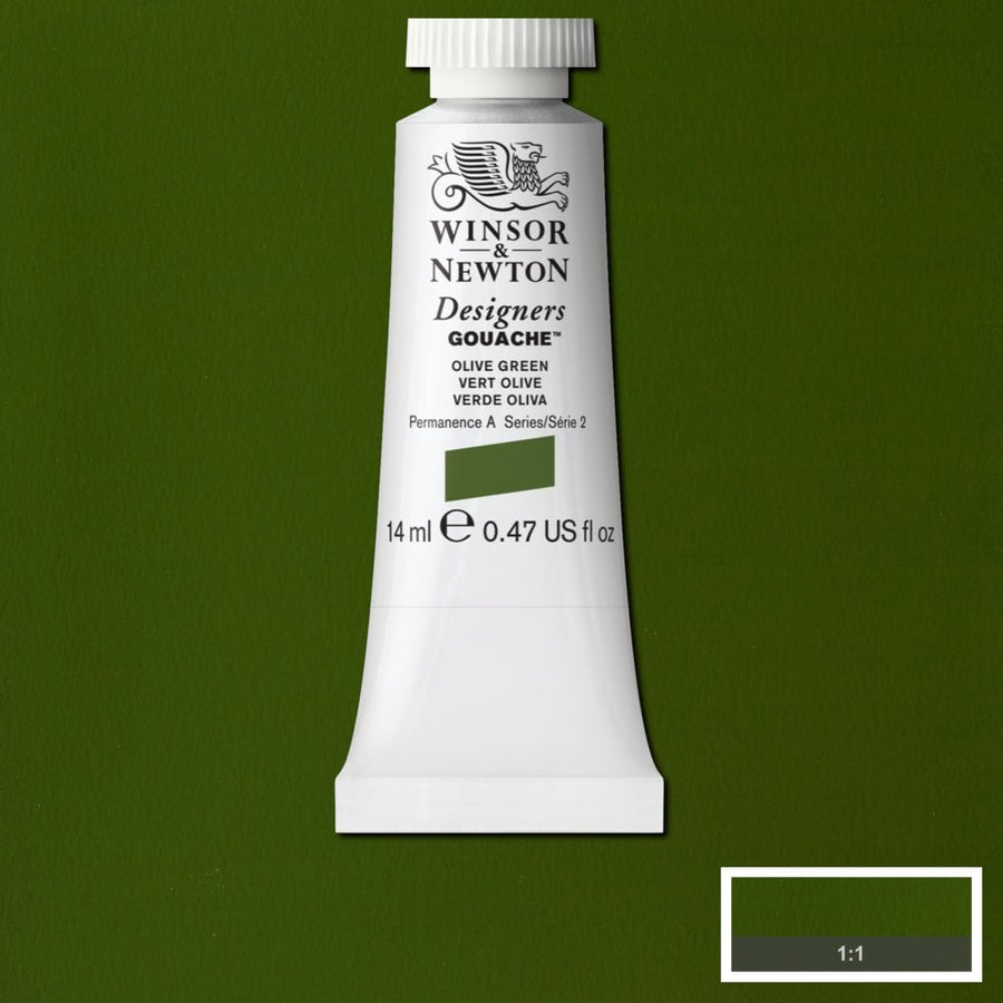 Winsor Newton Designer Gouache Olive Green 14 ML S2 | Reliance Fine Art |Gouache PaintsWinsor & Newton Designer Gouache