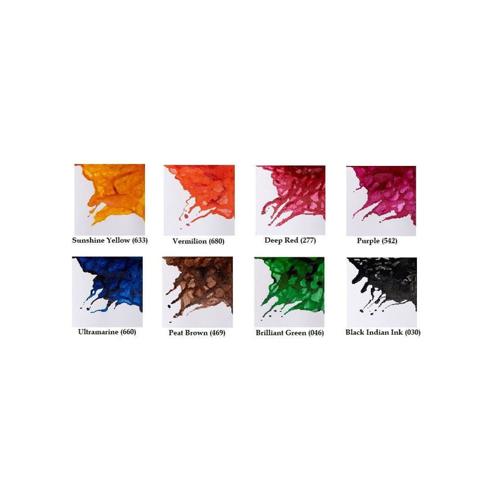 WINSOR & NEWTON DRAWING INK - WILLIAM COLLECTION PACK - SET OF 8 INKS X 14 ML | Reliance Fine Art |Artist Inks